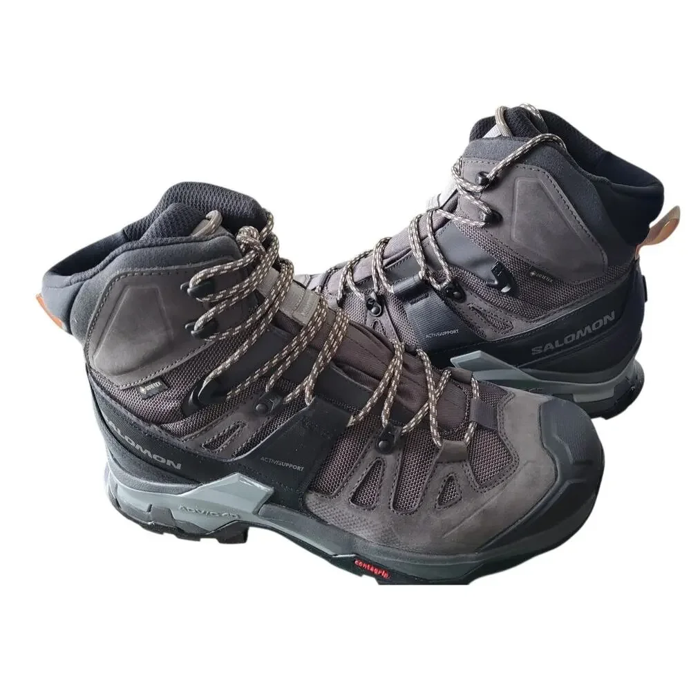Salomon Quest 4 GTX Women's Hiking Boots, Magnet/Black/Sun Kiss, US 10.5